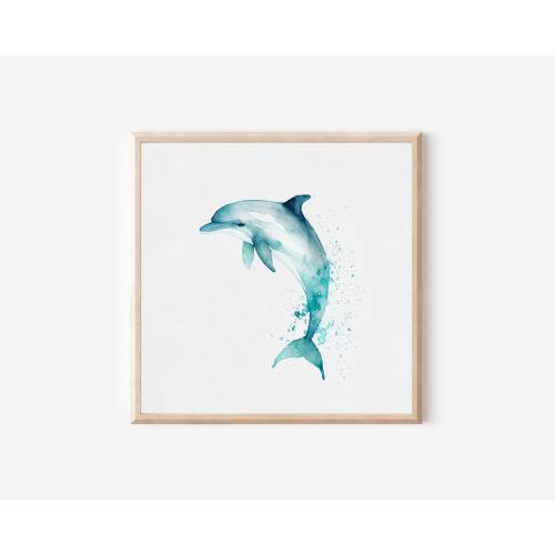 Dolphin Watercolor Artwork, Animal Artwork, Minimalist Art, Nursery Art, Bathroom Artwork, Watercolor Animal, Coastal Artwork, Dolphin Decor