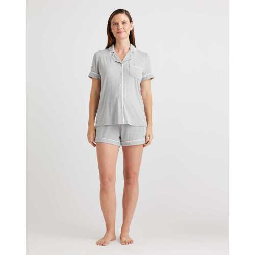 Bamboo Jersey Maternity Short Sleeve Pajama Set in Heather Grey