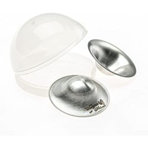 The Original Silver Nursing Cups - Nipple Shields for Nursing Newborn - Newborn Essentials Must Haves - Nipple Covers Breastfeeding - 925 Silver (L Silver Nursing Cups with Carrying Case)