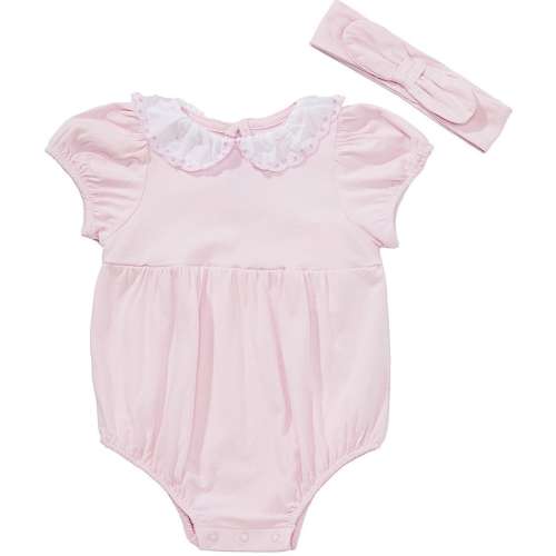 Little Me Baby Girls Bamboo Short-Sleeve Contrast-Collar Bodysuit