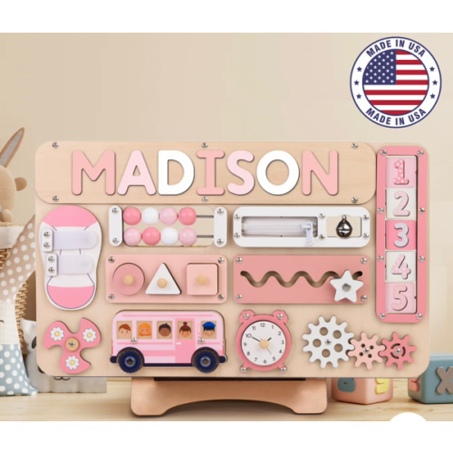 Montessori Busy Board for Toddlers, One Year Old Birthday Gifts, First Christmas Gifts, Educational Baby Toys 6-12 Months, Name Puzzle Sensory Board