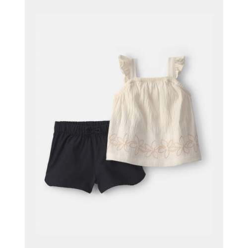 Baby Girl 2-Piece Floral Top & Short Set - Black/Ivory | Carter's