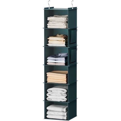 YOUDENOVA Hanging Closet Organizer, 6-Shelf Closet Hanging Storage Shelves, Green