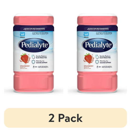 (2 pack) Pedialyte Electrolyte Drink, For Kids & Adults, Strawberry, 1 Liter