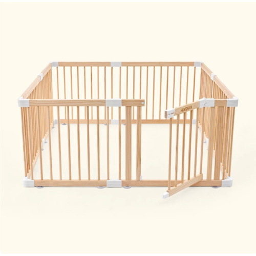 HARPPA Wooden Baby Gate Playpen | Non-Toxic Foldable DIY Adjustable Play Yard for Infants & Toddlers – Natural Finish Baby Fence for Small & Large Spaces