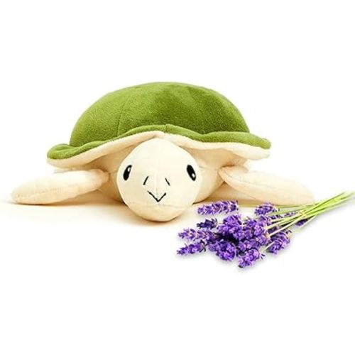 Warmies Junior Microwavable & Weighted Stuffed Animals, Turtle - Heated Stuffed Animal Plushie for Warmth & Comfort - Cute Soft Plush Toys for Adults & Children (Boys, Girls, Babies & Toddlers)