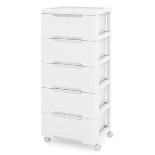 Costway 1 PCS 6-Drawer Plastic Rolling Storage Cart with 4 Universal Wheels Dresser Cabinet