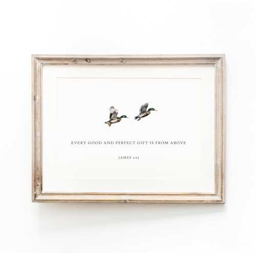 James 1:17 Every good and perfect gift is from above, duck bible verse print, woodland boys room, Nursery bible verse wall art, boys nursery