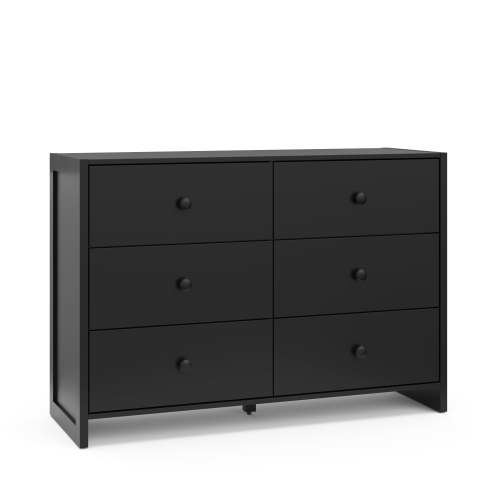 Storkcraft Calabasas 6 Drawer Nursery Double Dresser, Black