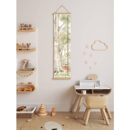 Height Growth Chart  Forest Woodland Storybook Fairy Tale Watercolor Kids Canvas Unisex Nursery Boy Girl Room cm inches Pre-school