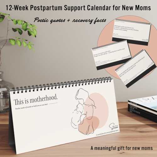 Postpartum Weekly Desktop Calendar for New Moms – Self-Care Affirmation Flip Book, Emotional Support Gift After Birth, Baby Shower Idea