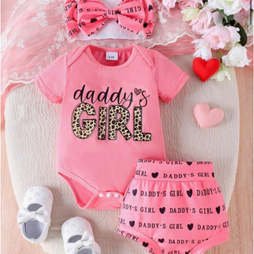 2pcs Baby Girls' Cute Letter Printed Bodysuit And Shorts Set, Summer | SHEIN USA