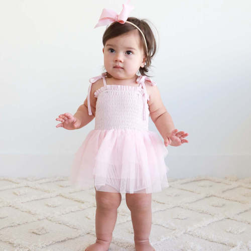 Smocked Tutu Bodysuit | Blush