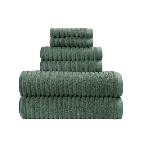 Better Homes & Gardens PowerLoft AIRRICH® 6 Piece Bath Towel Set, Green Ash Textured Stripe