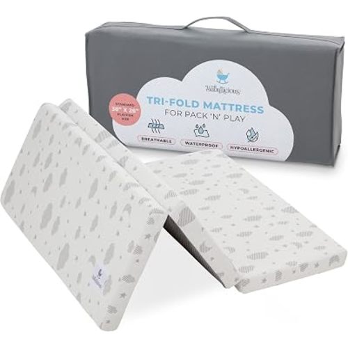 Pack and Play Mattress Topper | 38" x 26" Trifold Soft Foam