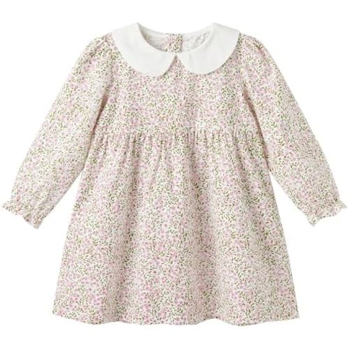 pureborn Baby Toddler Girl Dress Short and Long Sleeve Cotton Playwear Dresses 0-6T