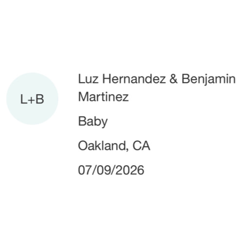 Target baby registry: Luz Hernandez and Benjamin Martinez