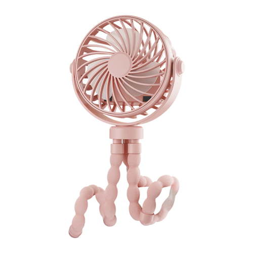 Avdolw Flexible Tripod Clip USB Rechargeable Portable Fan, 3 speed adjustable baby stroller car seat outdoor travel cooling fan device,Pink