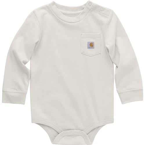 Carhartt Unisex Baby Long-Sleeve Bodysuit | Boys' & Girls' Long-Sleeve Bodysuit | 100% Cotton Jersey | Carhartt Chest Pocket | Tagless Neck Label
