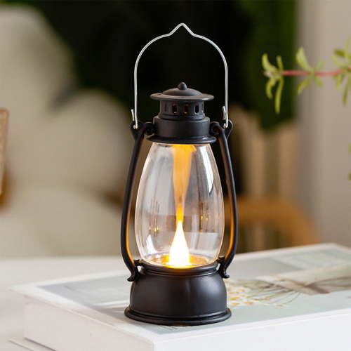 LED Vintage Lantern Table Lamp with Warm Light, Portable Decorative Night Light for Desktop and Home, Retro Style Oil Lamp Ornament for Bedroom and Living Room
