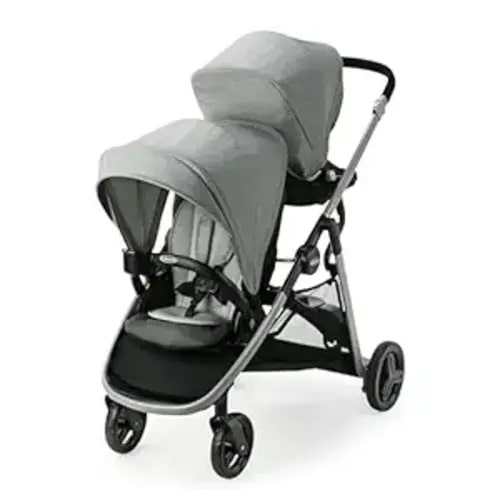 Graco Ready2Grow LX 2.0 Double Stroller, Twin Baby Stroller Features Bench Seat and Standing Platform Options, Compact Fold Perfect for Baby Travel, Clark