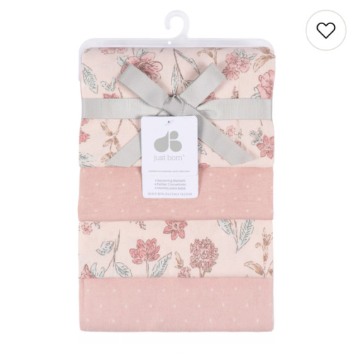 Just Born Baby 4 Pack Cotton Flannel Blankets