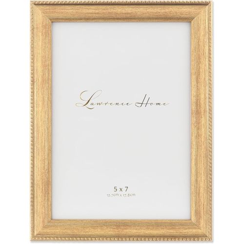 Lawrence Frames Classic Bead Picture Frame, 5x7, Gold