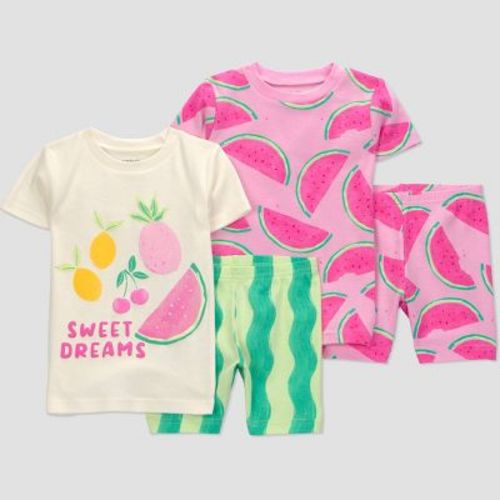 Carter's Just One You® Toddler Girls' 4pc Short Sleeve Watermelon Cotton Pajama Set - Pink 18M