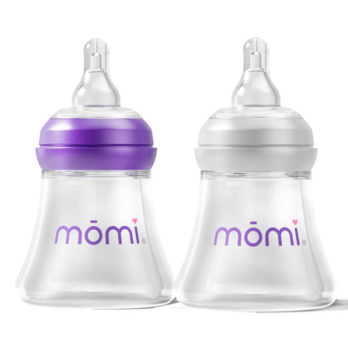 mōmi breast-like bottle, 5oz glass, purple or gray