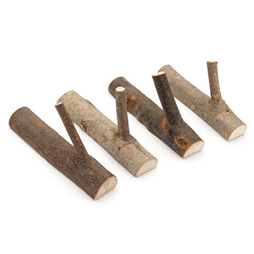 YANGQIHOME Pack of 4 Vintage Real Wood Tree Branch Wall Hook,Rustic Decorative Wood Adhesive Hooks. Key Holder, Coat Hook,Strong Suction Hooks.(Width 2cm-3cm)