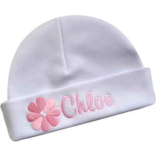 Sombrero bordado personalizado para niña con margarita de primavera y tu nombre personalizado