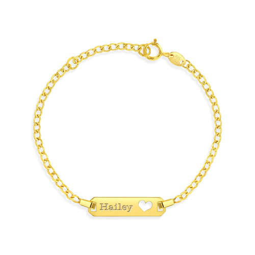 Heart Cut Out Curb Chain ID Bracelet
