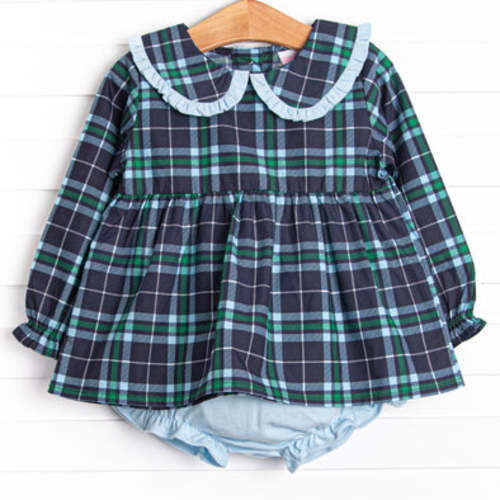 Campbell Long Sleeve Diaper Set, Navy Plaid – Stitchy Fish