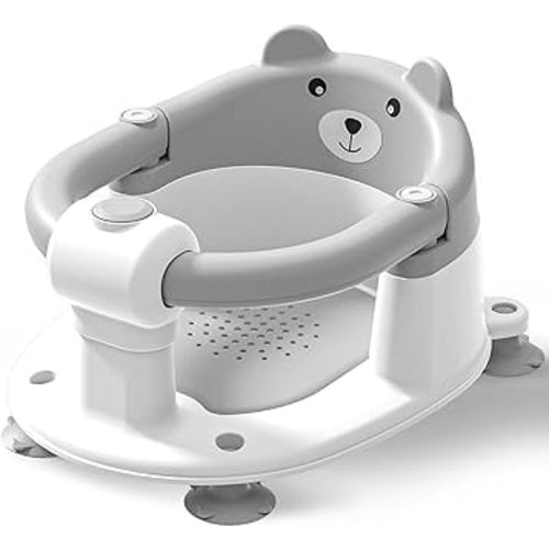 Baby Bath Seat for Babies 6 Months & Up, Toddler Bath Seats for Babies Sitting Up, Non-Slip Infant Bath Tub Chair with 4 Suction Cups & Soft Cushion for Shower, Compact Toddler Bathtub Seat, Gray