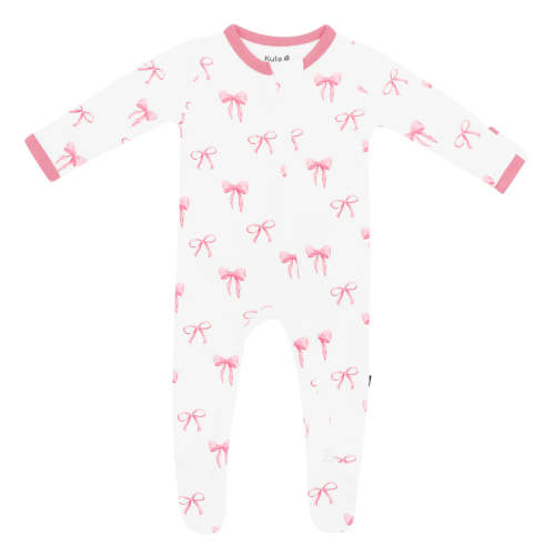 Kyte Zipper Footie - Bows