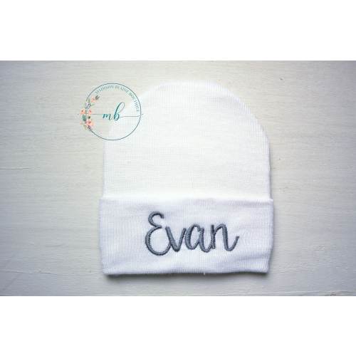 Personalized Newborn Hospital Hat: Embroidered Baby Boy Gift