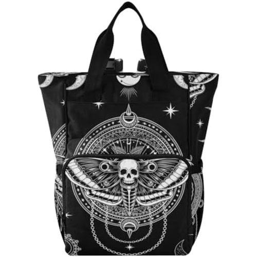 Emelivor Moon Skull Black Diaper Bag Backpack Insulated Pockets Organizer Bag Diaper Backpack for Boy Girl Mama Travel Mom Dad