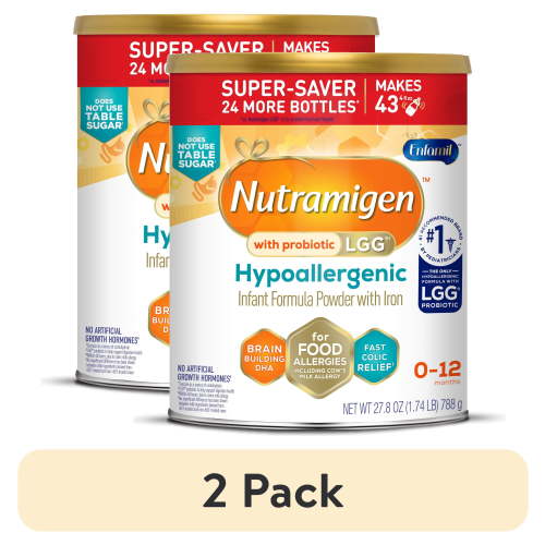 (2 pack) Nutramigen with Probiotic LGG Hypoallergenic Powder Baby Formula, 27.8 oz Can