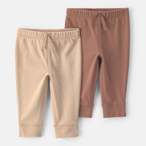 Baby 2-Pack Cotton Pull-On Pants - Brown | Carter’s Oshkosh Canada