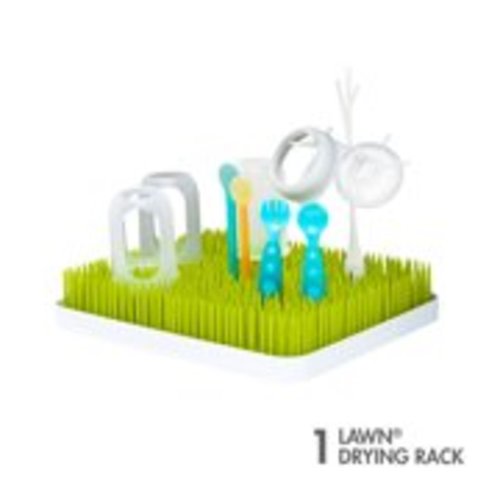 Boon Lawn Countertop Drying Rack, Low-Profile Easy To Clean Baby Bottle Drying Rack, Green