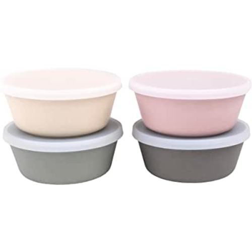 Amazon.com: WeeSprout Bamboo Kids Bowls with Lids, Set of Four 10 oz Kid-Sized Dinnerware, Cereal, Leftovers & Snack Bowl, Dishwasher Safe (Pink, Green, Gray, & Beige): Home & Kitchen