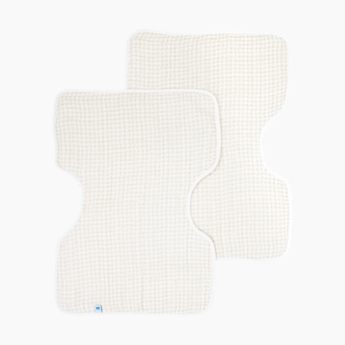 Little Unicorn Cotton Muslin Burp Cloth (2 Pack) - Tan Gingham