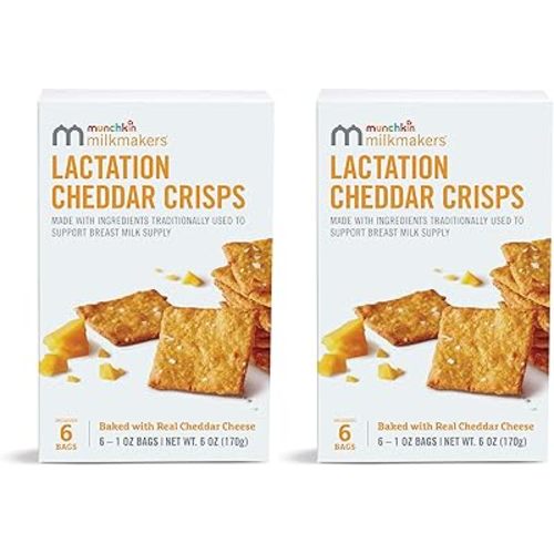 Munchkin® Milkmakers® Lactation Cheddar Crisps for Breastfeeding Moms with Oats and Flax, 6 Count (Pack of 2)