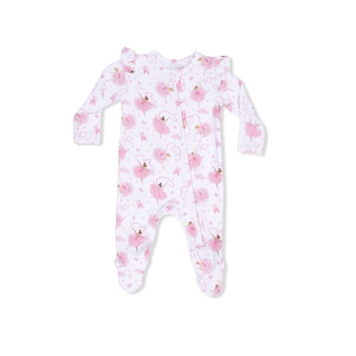 Ribbon Ballerinas 2 Way Ruffle Sleeve Zipper Footie