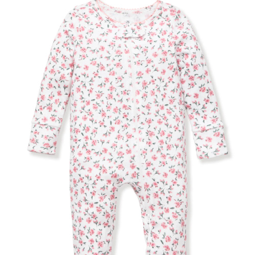 Baby's Pointelle Footie Romper in Pink Floral