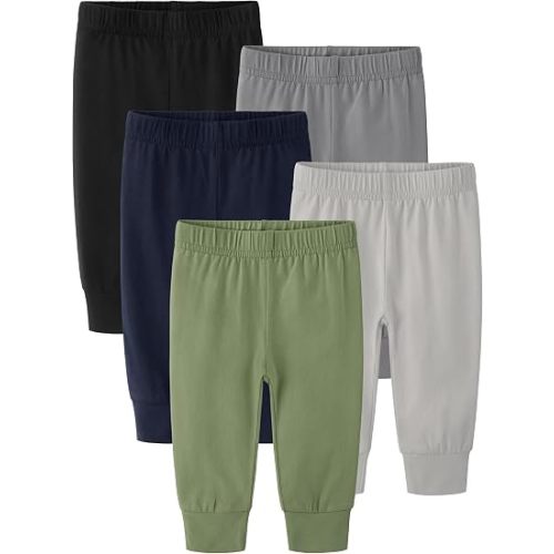 5-Pack Baby Boy Pants 0-24M, Cotton Baby Leggings for Infant & Newborn