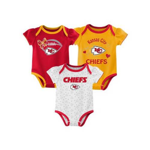 Kansas City Chiefs Baby Girl Bodysuit Set – 3-Pack NFL Infant Creepers | Bounce Back Sports