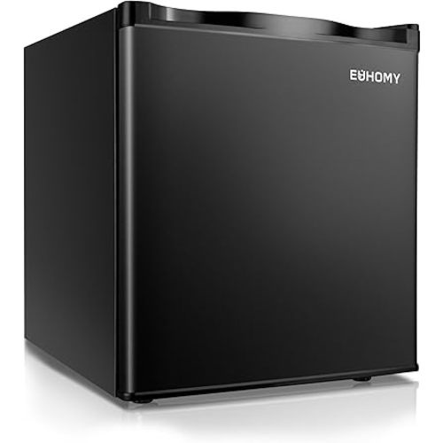 EUHOMY 1.1 Cubic Feet Mini Freezer, Countertop, Single Door Compact Upright Freezer with Reversible Door, Removable Shelves, Small freezer for Home/Dorms/Apartment/Office, New Black