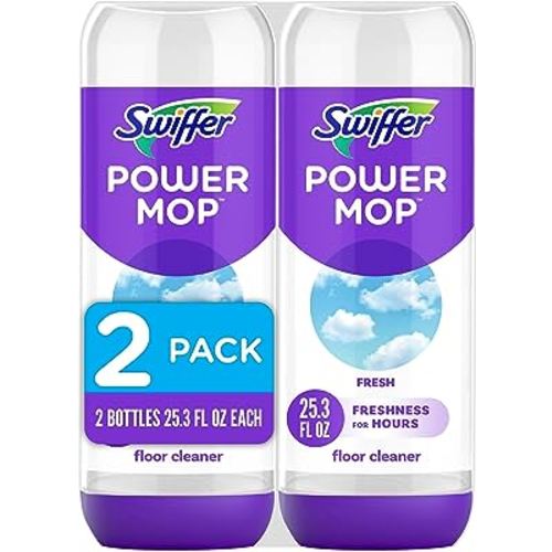 Swiffer PowerMop Floor Cleaning Solution with Fresh Scent, PowerMop Refills, Floor Cleaner for Mopping, 25.3 fl oz, 2 Pack