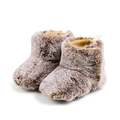 KIDSUN Infant Baby Boy Girl Cozy Fleece Bootie Newborn Stay On Slipper Winter Warm Gripper Non-Slip Crib Shoes